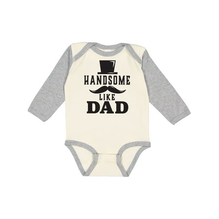 

Inktastic Handsome Like Dad with Top and Mustache Gift Baby Boy Long Sleeve Bodysuit