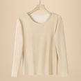 thumbnail image 4 of Thermal Undershirt for Women Long Sleeve Base Layer Tops Plus Size Winter Lined Seamless Stretch Shirts Solid Color Thickened Warm Innerwear Cold Seasons Women's Thermal Underwear, 4 of 8