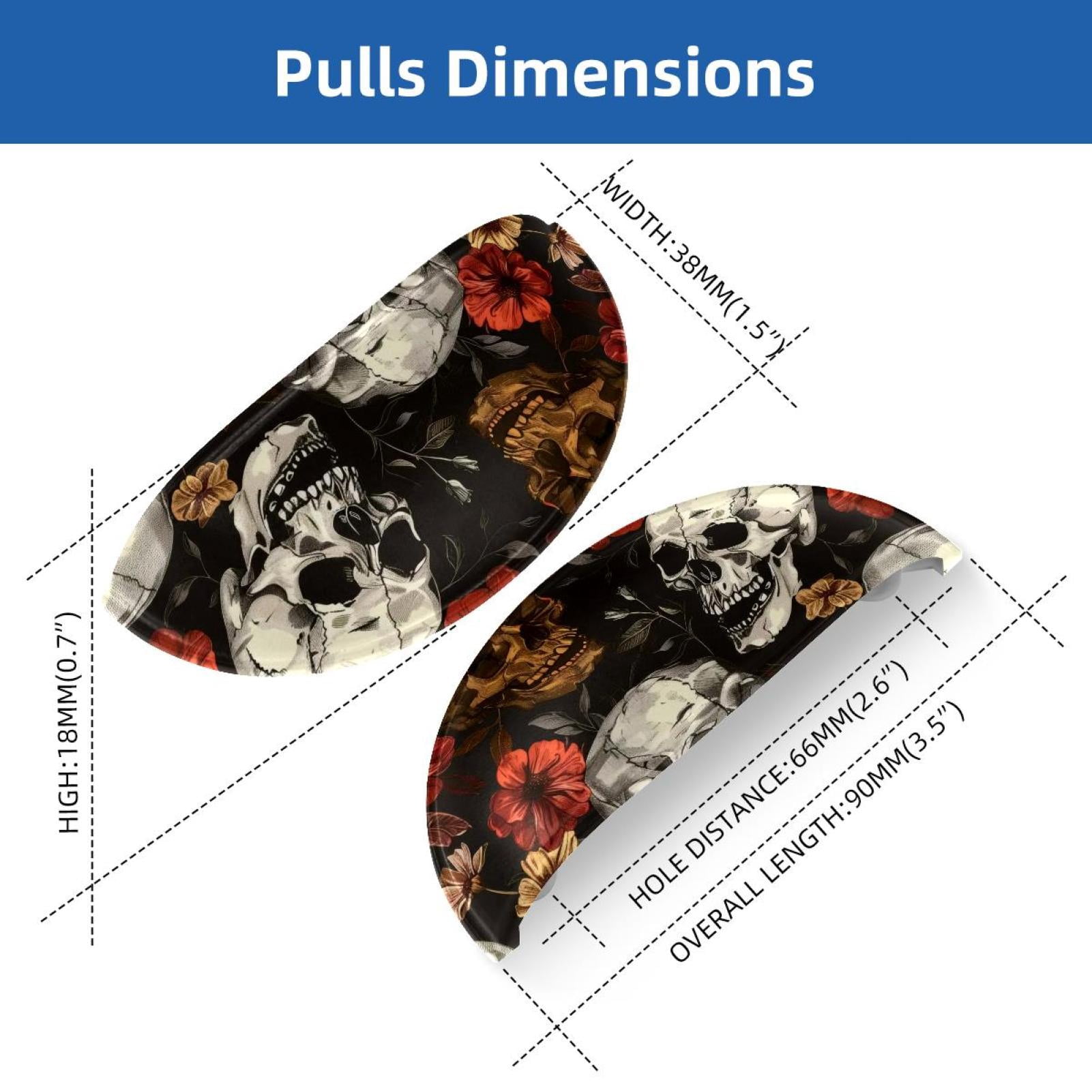 PhooArto 6 Pcs Cup Drawer Pulls, Floral Skull Pattern Shell Shape Handles Cabinet Knobs for Dresser Cupboard Closet Wardrobe with Screws