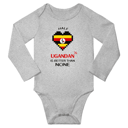 

1/2 Half Ugandan is Better Than None Cute Baby Long Slevve Bodysuit Outfits (Gray 3-6 Months)