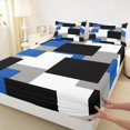 thumbnail image 5 of Castle Fairy Retro Offset Square Block Bed Sheets 4-Piece,Minimalist Mosaic Full Size Sheets,Royal Gray Black,1 Flat Sheet, 1 Fitted Sheet and 2 Pillowcases, 5 of 7