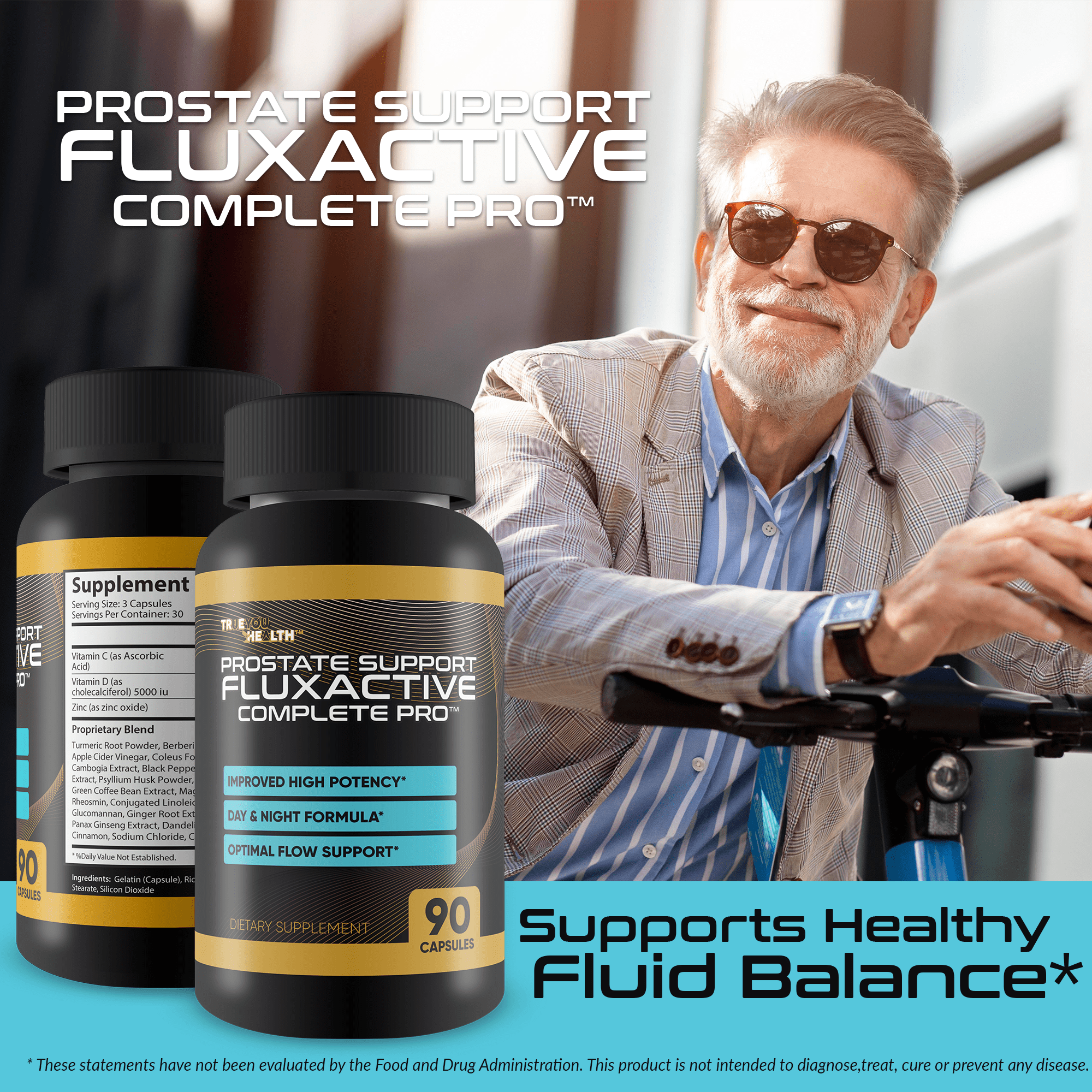 Prostate Support Fluxactive Complete Pro - Premium Prostate Formula with Panax Ginseng – Promote T Prostate Health for Men’s Health & Wellness - Aid Blood Flow Stamina - Prostate Supplements for Men