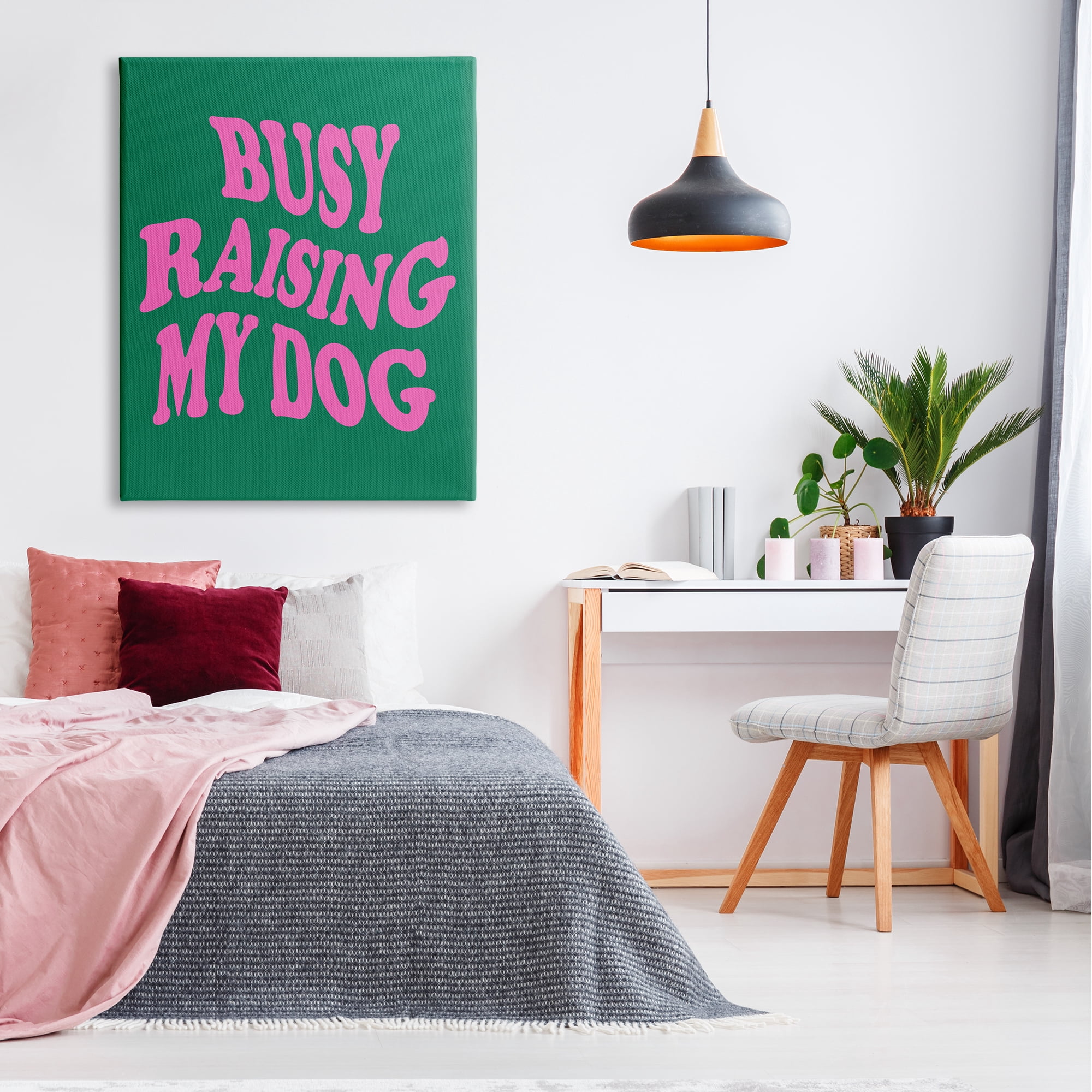 Stupell Industries Raising My Dog Phrase Inspirational Painting Gallery Wrapped Canvas Art Print Wall Art, 36 x 48
