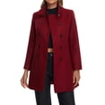 thumbnail image 2 of Abrigos de trench de invierno Inspire Chic para mujeres, abrigo de doble botonadura con cuello de pie, tamaño XS, color burdeos, 2 of 6
