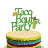 KAPOKKU Taco Bout a Party Gold Glitter Banner Sign Garland for Mexican Fiesta Themed Birthday Bachelorette Wedding Party Decorations (taco party cake topper)