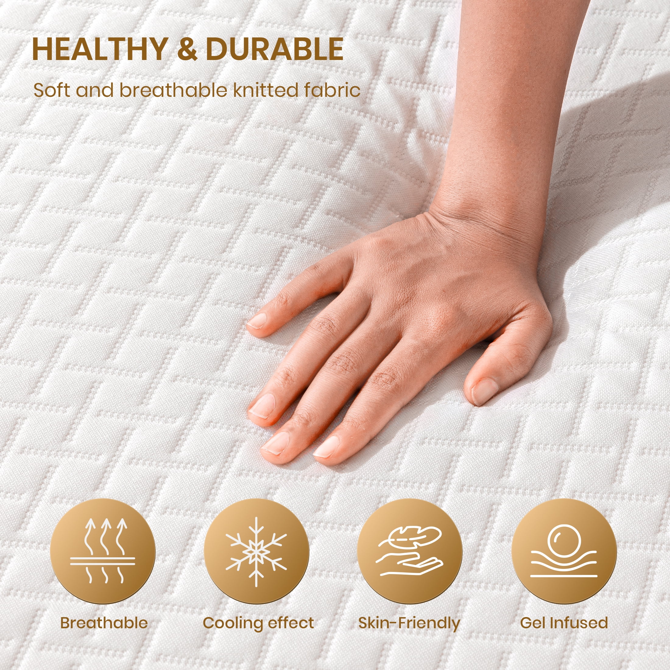 Subfun 8" Full Mattress, Cooling Gel Memory Foam, Fiberglass-Free & Pressure Relief, CertiPUR-US Certified, 10-Year Warranty, Bed in a Box