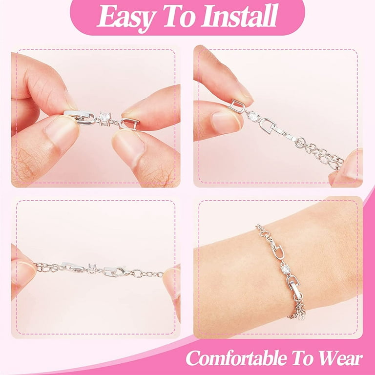 12 Pcs Bracelet Extender Clasp Fold Over Necklace Extenders Bracelet  Extension Crystal Rhinestone Extender Plated Extension Clasps for Bracelet  Making