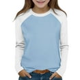 thumbnail image 2 of DxhmoneyHX Girls Oversized Colorblock Sweatshirts Kids Fashion Fleece Raglan Long Sleeve Pullover Tops Crewneck Tunic Tees 2-15 Years, 2 of 9