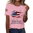 thumbnail image 2 of Women's 250th America Anniversary Casual Printed Crew Neck T-Shirt, USA Flag Tee 250 Years of Freedom Shirt, American Flag Print Sweatshirt Pink M, 2 of 4