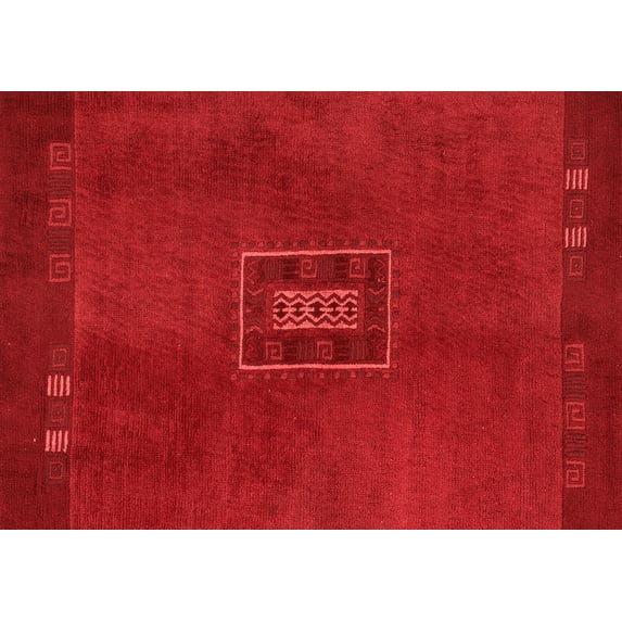 Ahgly Company Indoor Rectangle Abstract Red Modern Area Rugs, 5' x 8'