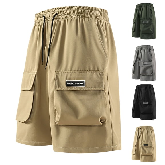 Dxzfnsa Men's Cargo Shorts Casual Plaid Relaxed Loose Fit Elastic Waist Multi Pocket Pants Regular Big XS-2XL