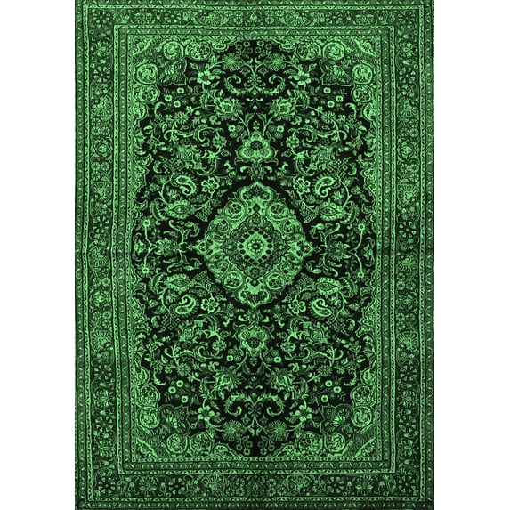 Ahgly Company Indoor Rectangle Medallion Emerald Green Traditional Area Rugs, 3' x 5'