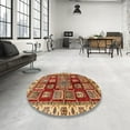 thumbnail image 4 of Ahgly Company Machine Washable Indoor Round Abstract Tomato Red Area Rugs, 4' Round, 4 of 7