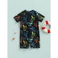 thumbnail image 4 of Arvbitana Toddler Baby Boys One Piece Rush Guard Swimsuit Cartoon Dinosaur Print Zipper Short Sleeve Swimwear Romper Summer Beach One Pieces Bathing Suit for Child 6M-5T, 4 of 9