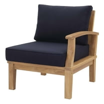 Modern Contemporary Urban Design Outdoor Patio Balcony Garden Furniture Sofa End Chair, Wood, Navy Blue