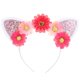 thumbnail image 1 of Diadema con orejas de gato para niña, tocado de flores artificiales, accesorio para fotos de festivales y fiestas, 1 of 7