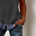 thumbnail image 6 of Craaazy Women's Comfy Turtleneck Lapel Button V-neck Short Sleeve Pullover Tops with Denim Patchwork Prints Gifts, 6 of 7