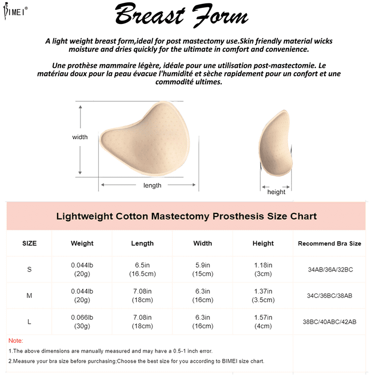 Cotton Mastectomy Breast Prosthesis Forms Spiral Light-weight for Breast  Cancer Insert Pads Only One Piece
