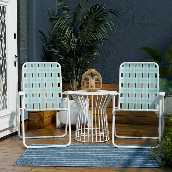 Novogratz Poolside Gossip, Priscilla Folding Chairs, 2-Pack, Aqua Haze
