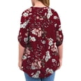thumbnail image 3 of Hauts pour Femmes Manches 3/4 Roulées Chemises Col en V Blouses Grande Taille Tunique, 3 of 4