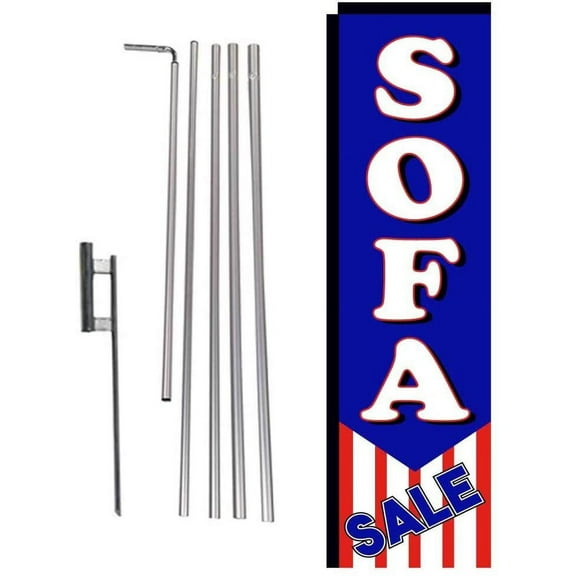 Sofa Sale Advertising Rectangle Feather Flag Banner with Pole kit and Ground Spike, Patriotic Theme