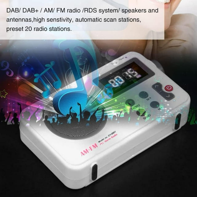 EIGTHTAIL Portable Radio Am Fm Mini Stereo Radio with Earphone Port & Large LCD Display with Sleep Timer and Preset Function Headphone Jack Wireless Speaker for Bathroom Home Kitchen