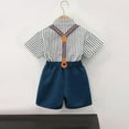 thumbnail image 3 of Toddler Boy Gentleman Outfit 4t British Summer 2 Piece Set Button Down Shirts Suspender Shorts Bowtie School Formal Clothes 5 Years, Blue, 3 of 7