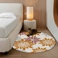 thumbnail image 2 of Small Round Rug 3Ft Washable Non-Slip, Geometric Flower Circle Area Rugs for Living Room Bedroom, Vintage Country Floral Orange Grey on Linen Indoor Floor Mats Carpet Runner for Home Decor, 2 of 8
