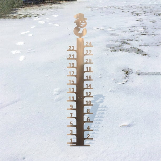 Fiudx Ofertas relámpago del día Medidor de nieve de 24 pulgadas hecho a mano de metal para jardín al aire libre, medidor de nieve para decoración de jardín