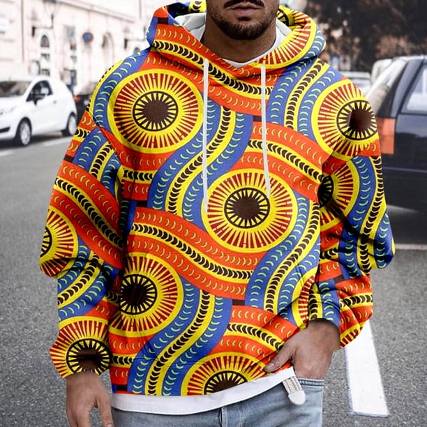 WILLBEST Sudaderas Deportivas Hombre Hombres Viento Africano Manga Larga Estampados Cálido Sudadera con Capucha Pulóver Tops Sudor Chica