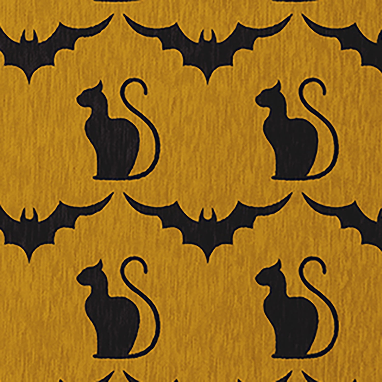 Simply Daisy Cats and Bats Autumn Gold Halloween Chenille Area Rug, 3' x 5'