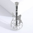 thumbnail image 4 of Tnobhg Retro Versatile Ladies Brooch Exquisite Rhinestone-studded Guitar Design Hollow Collar Corsage Buckle Pin Brooch, 4 of 7