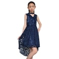 thumbnail image 5 of Girls Dress Navy Blue Lace Halter Hi-low Dress Dancing Party 10 Years, 5 of 8