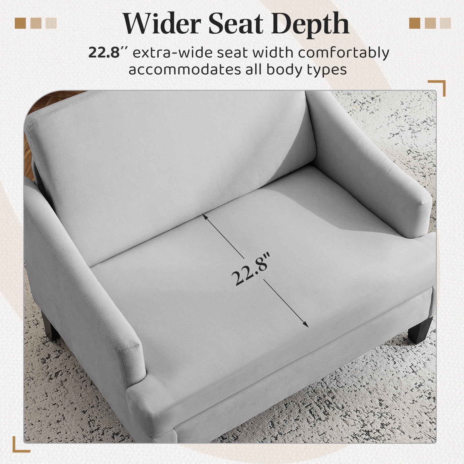 Bezseller 41" Oversized Accent Chair for Living Room and Bedroom, Light Grey