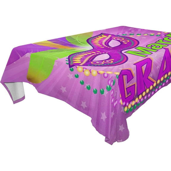 SKYSONIC Mardi Gras Tablecloth Waterproof Washable Polyester Square Table Cover Durable Tablecloth for Kitchen Dining Table Party Decor (54 X 72 Inch)