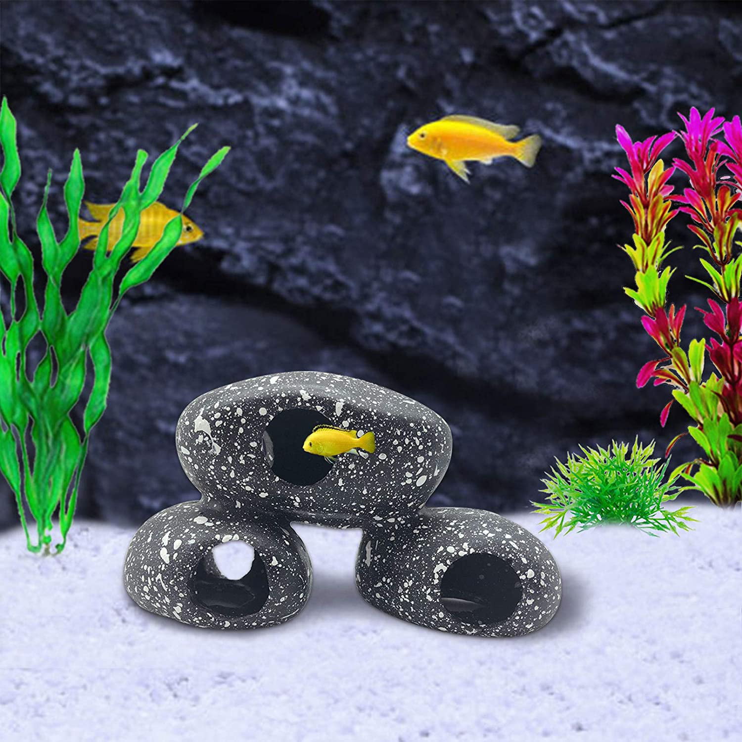 Resin Cichlids Rock Decor Aquarium Stone Hideaway Decoration