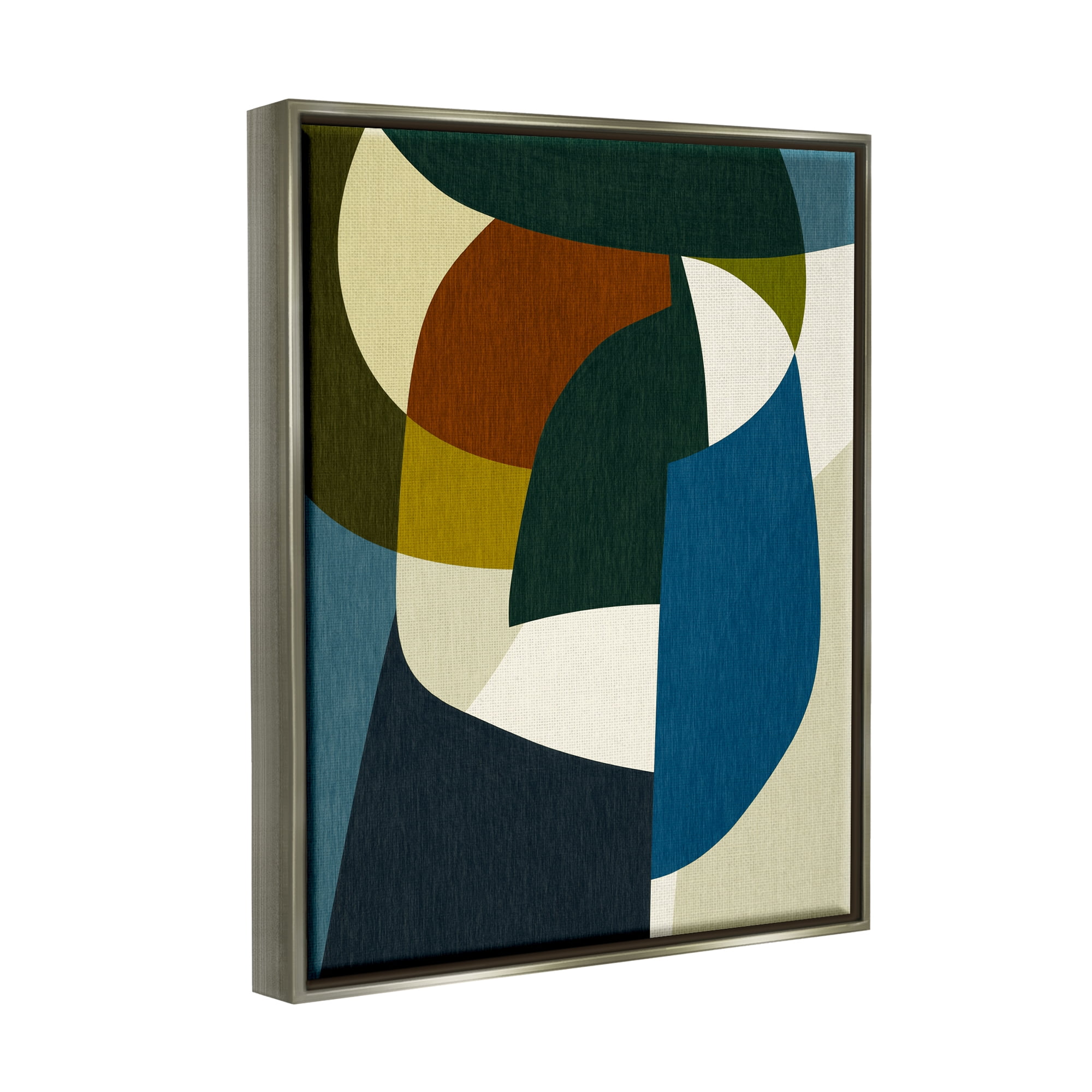Stupell Industries Asymmetrical Geometric Shapes Abstract Painting Gray Floater Framed Canvas Art Print Wall Art, 25 x 31
