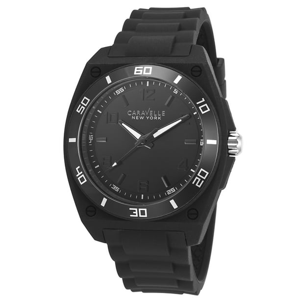 CARAVELLE Designed by Bulova - Caravelle Ny 43A127 Men's Black Silicone ...