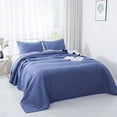 thumbnail image 2 of KASENTEX Luxury 3 Piece Quilt Set - Contemporary Oversized Bedding with Shams - 100% Cotton Soft and Plush Solid Color Reversible Bedspread with Pillow Shams, Blue, Queen Size, 2 of 3