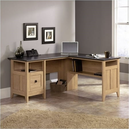 Hon Company Oak Desk - Pemberly Row L-Desk in Dover Oak