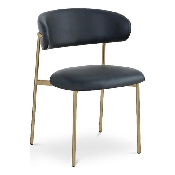 Maklaine Contemporary Black Vegan Leather Dining Chair (Set of 2)