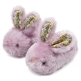 thumbnail image 2 of Fuzzy Womens Slipper Warm Comfy Memory Foam House Slippers Knitted Shoes Lined Anti-Skid Rubber Sole Bedroom Cozy Indoor Outdoor Slippers Purple One Size, 2 of 7