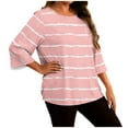 thumbnail image 2 of purcolt Women's Striped Oversized T Shirts 3/4 Sleeve Plus Size Tops Summer Casual Crew Neck Loose Fit Tunic Tops, 2 of 7