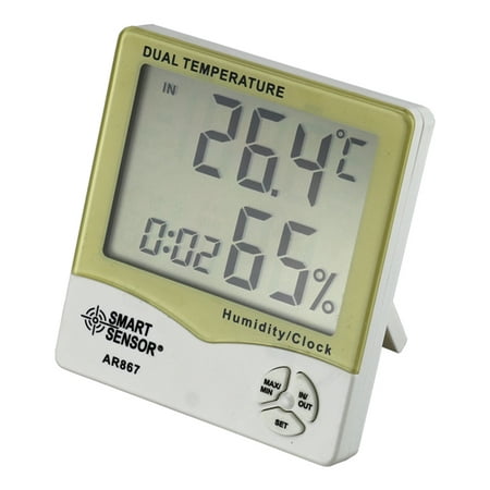 Capteur Intelligent AR867 LCD Hygromètre Numérique Thermomètre Double  Humidité Température Mètre Intérieur Extérieur Testeur Station Météo avec  Calendrier et Horloge Alarme