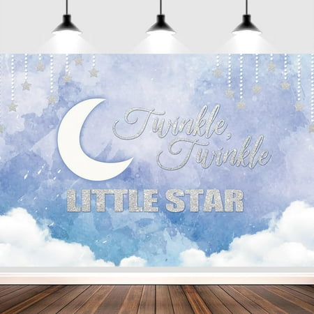 Twinkle Twinkle Little Star Backdrop Birthday Baby Shower Party Photography Background Moon Clouds Stars Decorations Banner Photo Studio Props