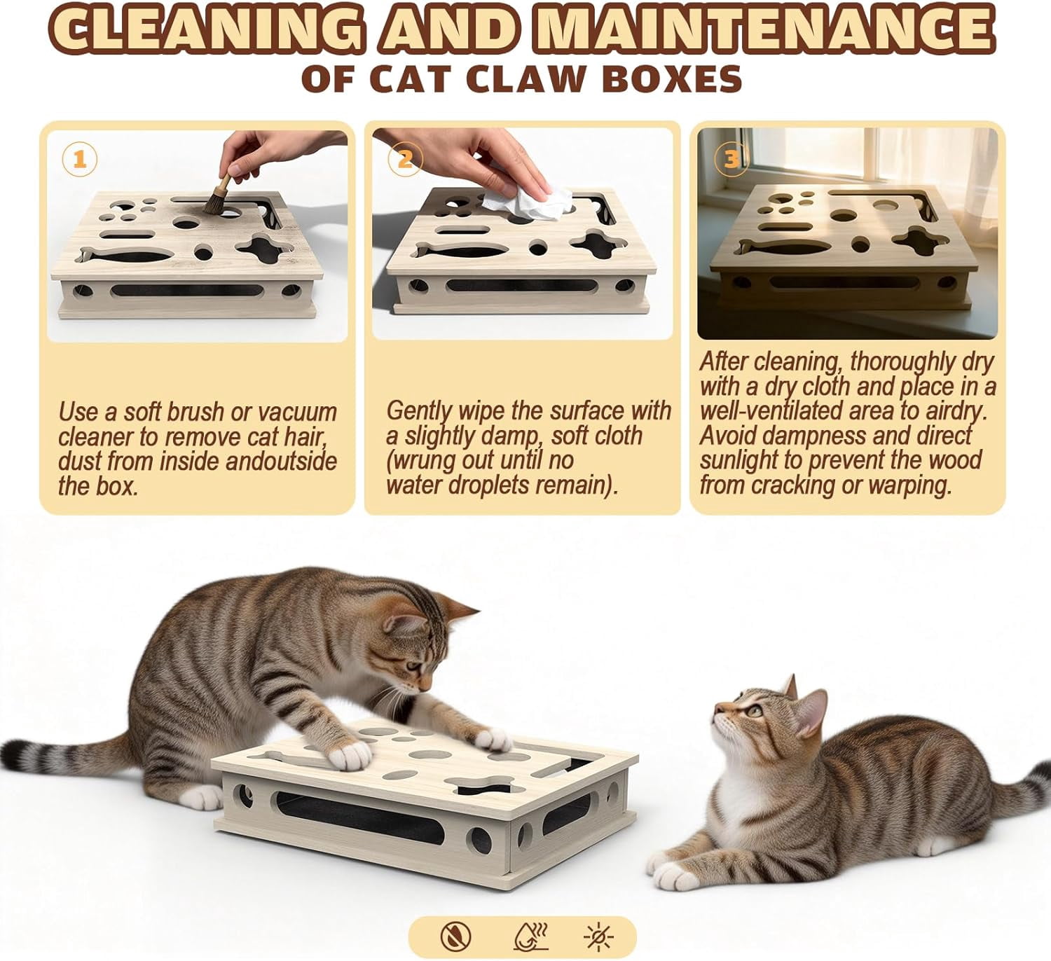 Cat Scratch Puzzle Enrichment Box, Cat Nail File Enrichment Box Sandpaper, Interactive Cats Treat Toy Stress Free, Scratchers That Trim Nails
