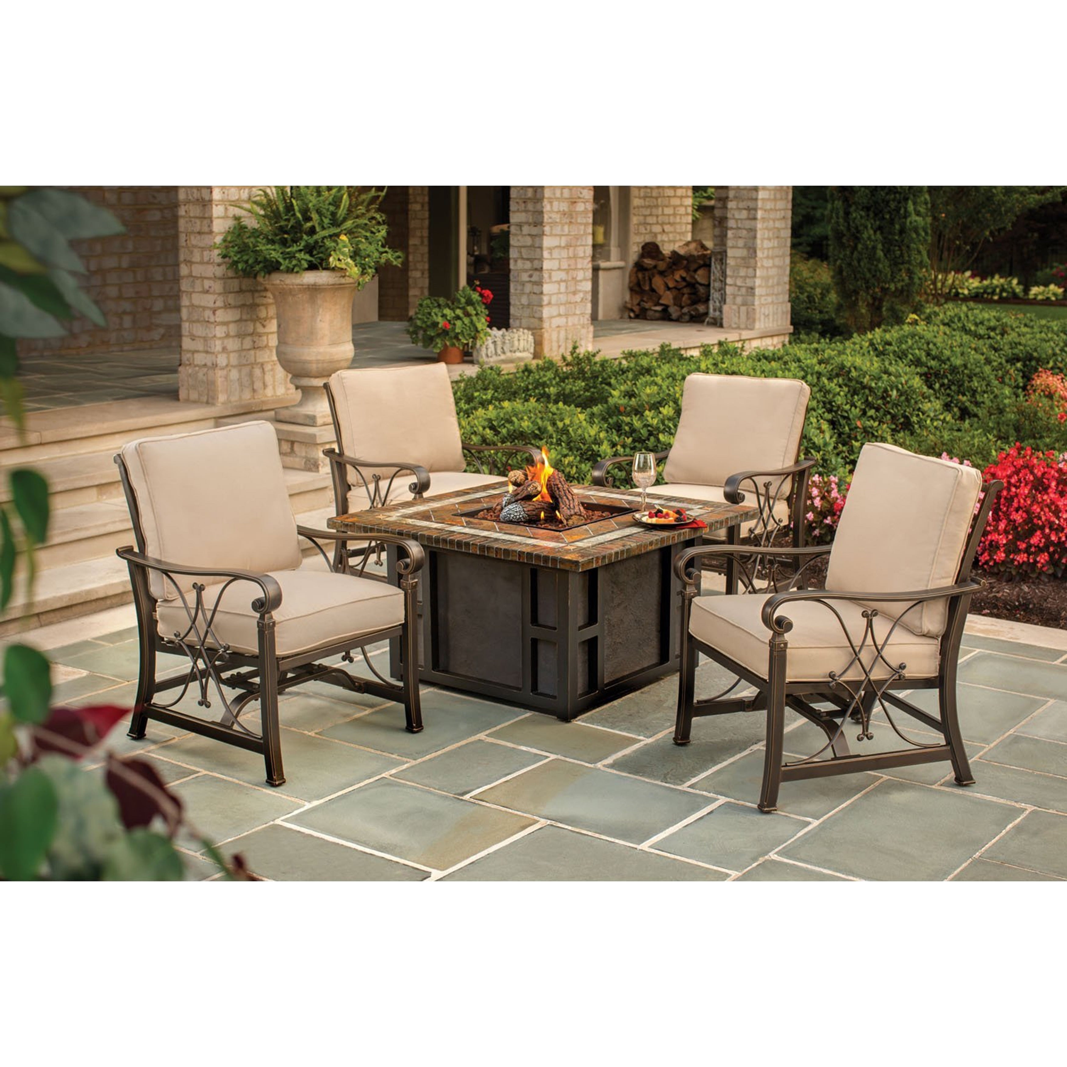Oakland Living Morocco Aluminum 5 Piece Patio Dining Set Sunbrella