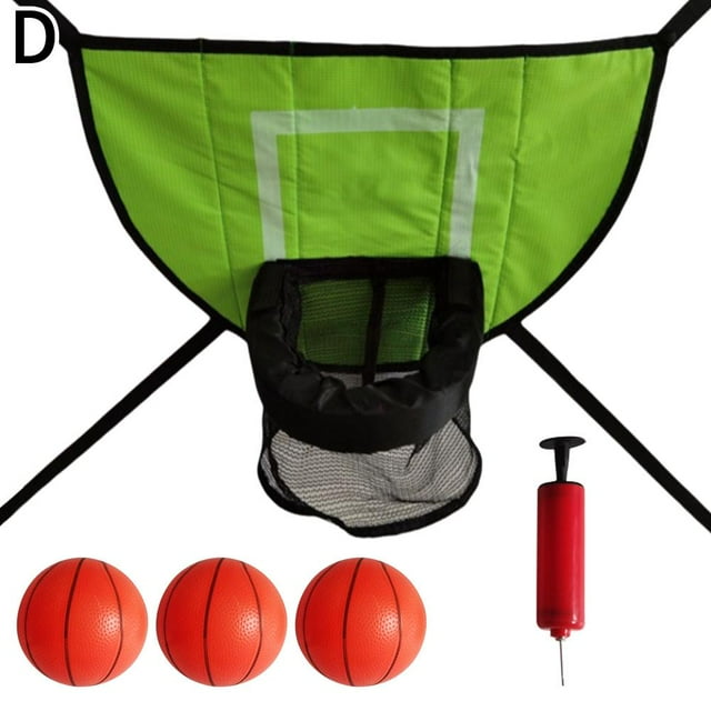 YaoHuan Trampoline Basketball Hoop with Pump and Mini Ball, Waterproof Attachment for Indoor Outdoor Kids, Adjustable Ropes
