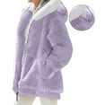 thumbnail image 5 of iHPH7 Fleece Jacket Warm Winter Coats for Women Fleece Jacket Women Full Zip Sherpa Jacket Women Winter Outfits for Women Fleece Hoodie Warm Jackets for Women Light Violet XXL, 5 of 9
