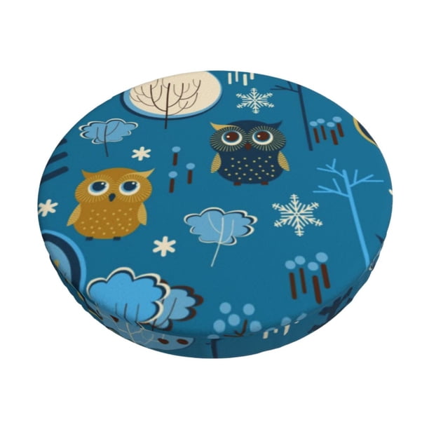 Balery Cute Colorful Owls And Trees Fundas de asiento para taburete de bar redondo de tela de terciopelo ajustables que protegen de arañazos y manchas para sillas de 14 a 17 pulgadas.-12 inch